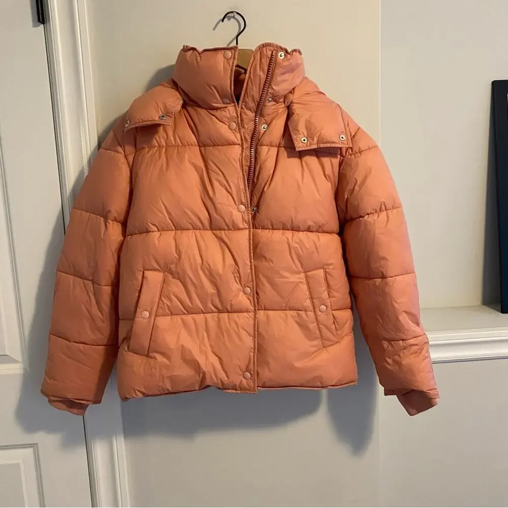 J. Crew Pink Signature Puffer Coat Small